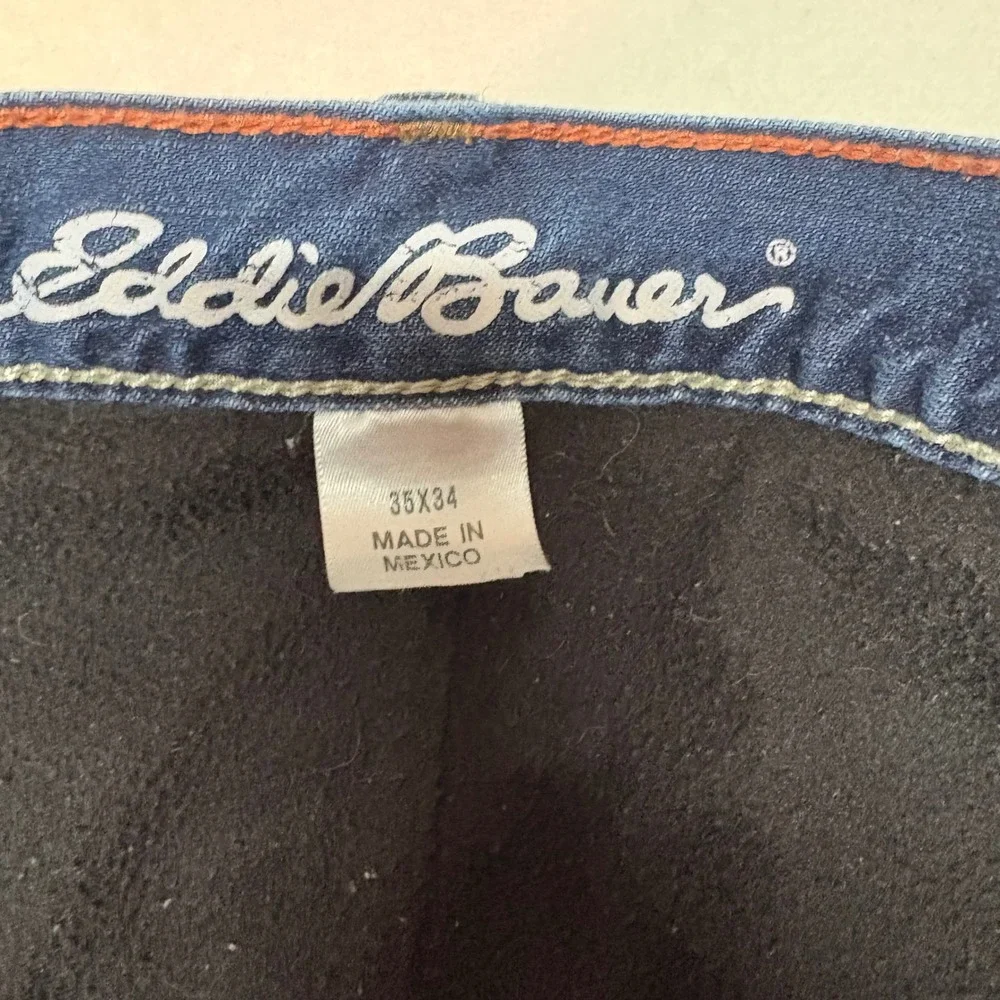 Eddie‎ Bauer Women Straight Fit Fleece Lined Jeans Dark Wash Size 35